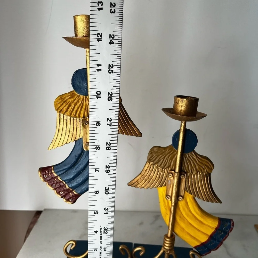 Gold and Blue Angel Candle Holders